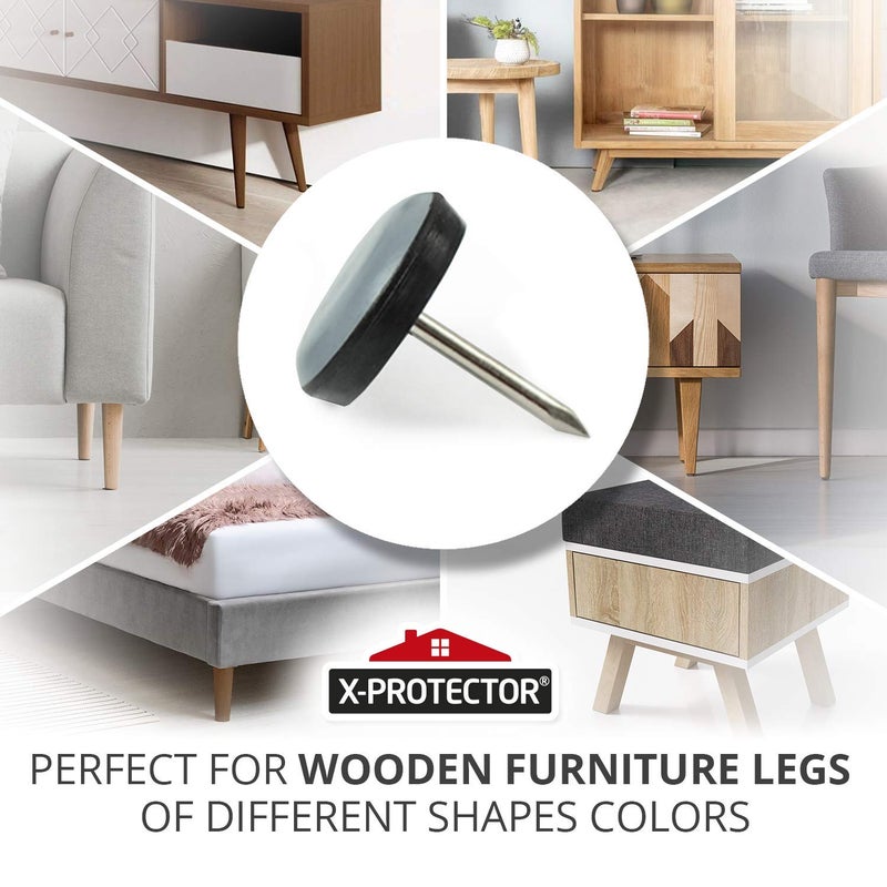 X-Protector Chair Glides X-PROTECTOR â€“ 0.75" Furniture Glides 40 pcs â€“ Grey Nail-on Chair Sliders â€“ Premium Chair Leg Floor Protectors â€“ Slide Effortlessly with Leg Pads That Protect Your Floor! - Image 2